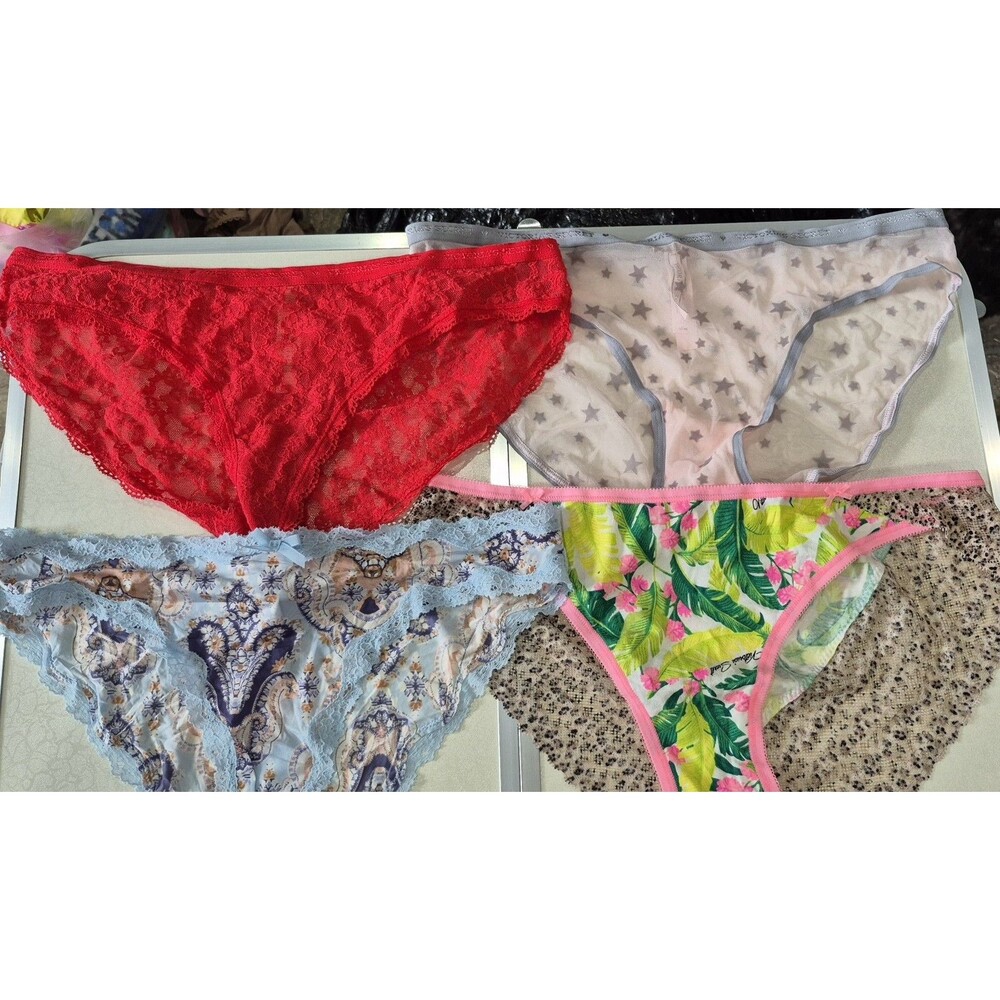 NWOT Lot Of 4 Victorias Secret Medium Underwear Panties Sheer Lace Soft New - Picture 1 of 2
